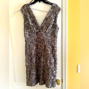 Gorgeously detailed silver grey cocktail dress Marina Size 14W